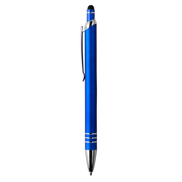 Aluminum stylus pen with soft-touch barrel and plunger action mechanism.... from ASI 52840 Evans Manufacturing