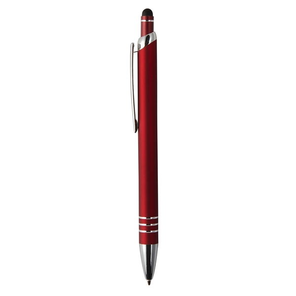Aluminum stylus pen with soft-touch barrel and plunger action mechanism.... from ASI 52840 Evans Manufacturing