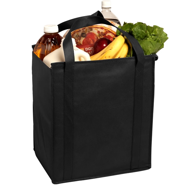 Insulated large non-woven grocery tote bag with gusset constructed of non-woven... from ASI 52840 Evans Manufacturing