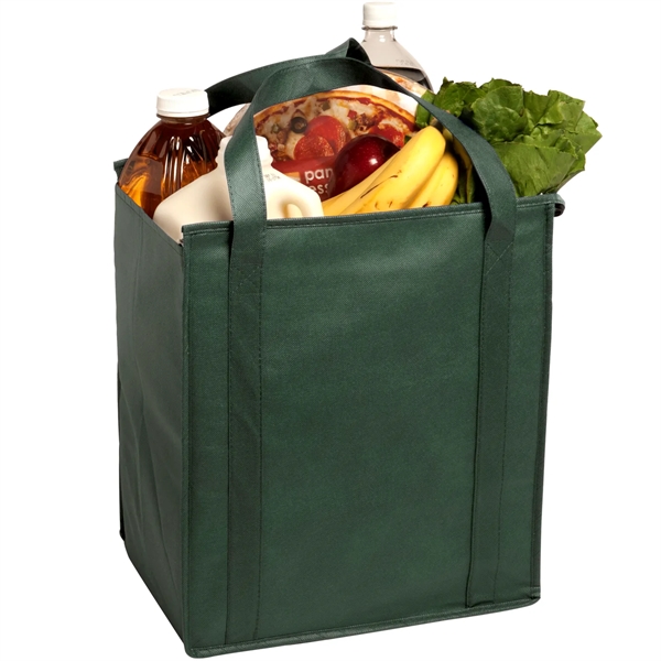 Insulated large non-woven grocery tote bag with gusset constructed of non-woven... from ASI 52840 Evans Manufacturing