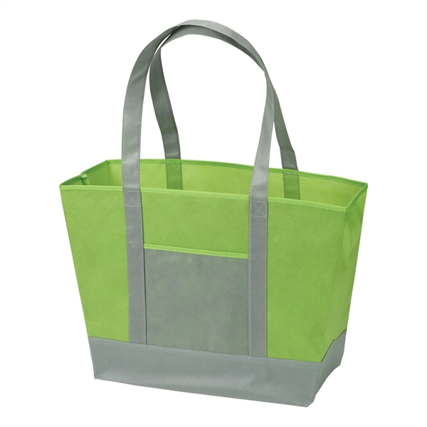 Beach tote made of non-woven polypropylene with 26" handles, front pocket... from ASI 52840 Evans Manufacturing