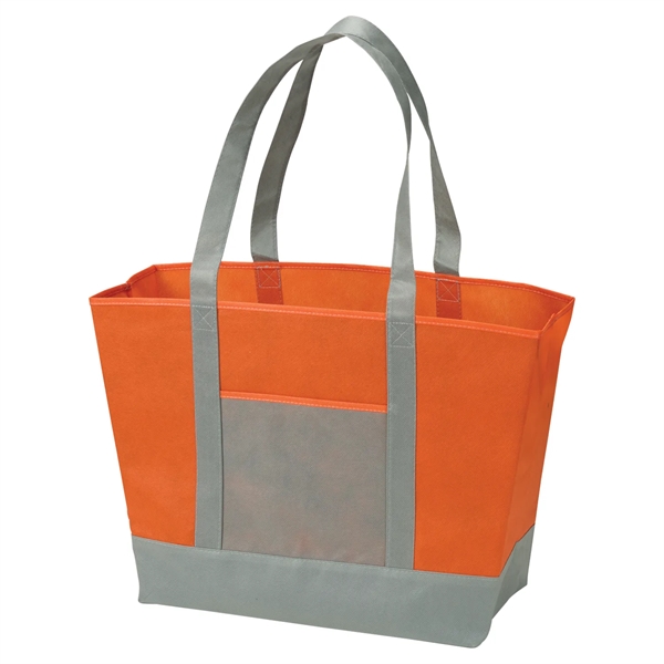 Beach tote made of non-woven polypropylene with 26" handles, front pocket... from ASI 52840 Evans Manufacturing
