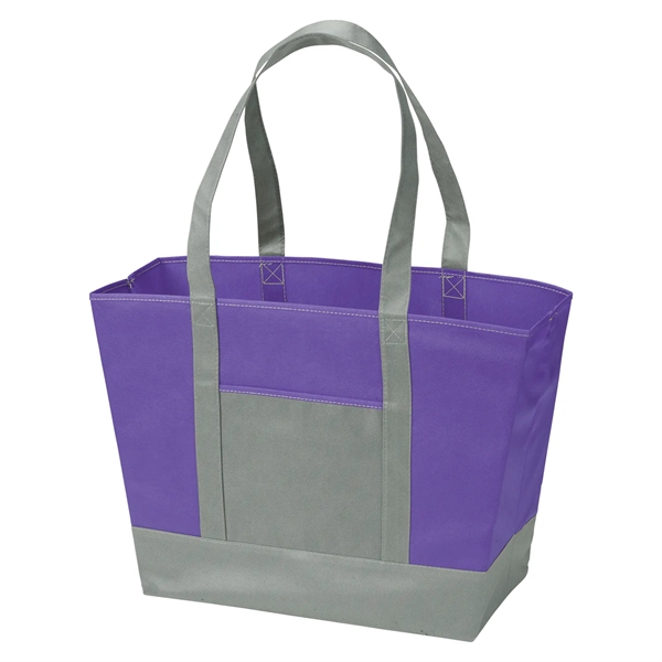 Beach tote made of non-woven polypropylene with 26" handles, front pocket... from ASI 52840 Evans Manufacturing