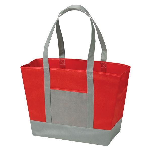 Beach tote made of non-woven polypropylene with 26" handles, front pocket... from ASI 52840 Evans Manufacturing
