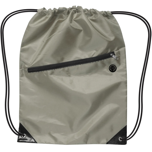 17" x 13" drawstring sports backpack with zipper compartment, earbud port,... from ASI 52840 Evans Manufacturing