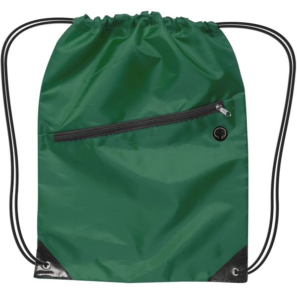 17" x 13" drawstring sports backpack with zipper compartment, earbud port,... from ASI 52840 Evans Manufacturing