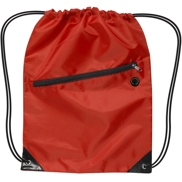 17" x 13" drawstring sports backpack with zipper compartment, earbud port,... from ASI 52840 Evans Manufacturing