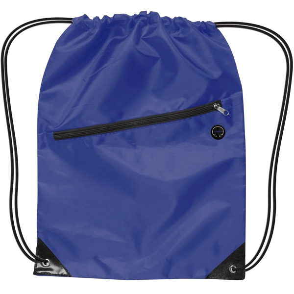 17" x 13" drawstring sports backpack with zipper compartment, earbud port,... from ASI 52840 Evans Manufacturing