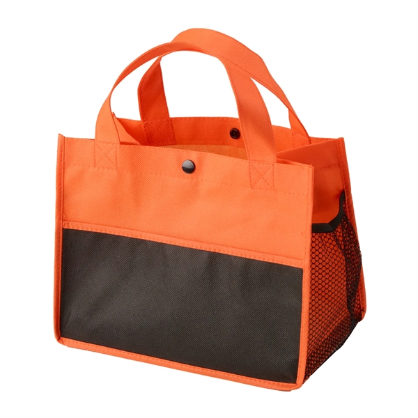 Non-woven lunch tote with a long pocket in the front and... from ASI 52840 Evans Manufacturing