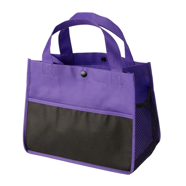 Non-woven lunch tote with a long pocket in the front and... from ASI 52840 Evans Manufacturing