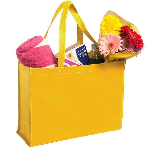 Reusable shopping tote bag constructed of 80 gsm non-woven polypropylene and... from ASI 52840 Evans Manufacturing