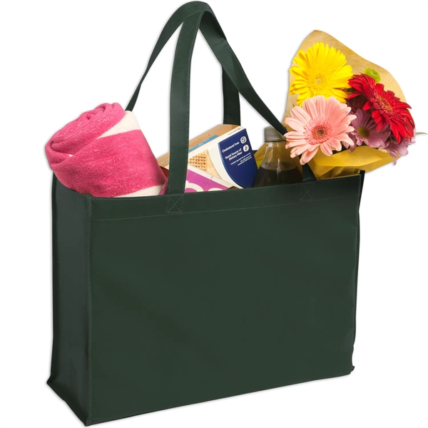 Reusable shopping tote bag constructed of 80 gsm non-woven polypropylene and... from ASI 52840 Evans Manufacturing