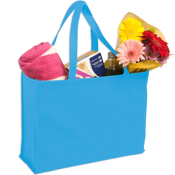 Reusable shopping tote bag constructed of 80 gsm non-woven polypropylene and... from ASI 52840 Evans Manufacturing