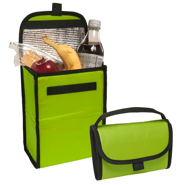 Nylon foldable insulated lunch bag with 7" handle.... from ASI 52840 Evans Manufacturing