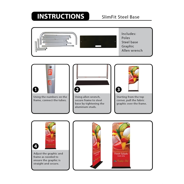 SlimFit Steel Base Kit including hardware with 35" x 90" banner... from ASI 80228 Quinn