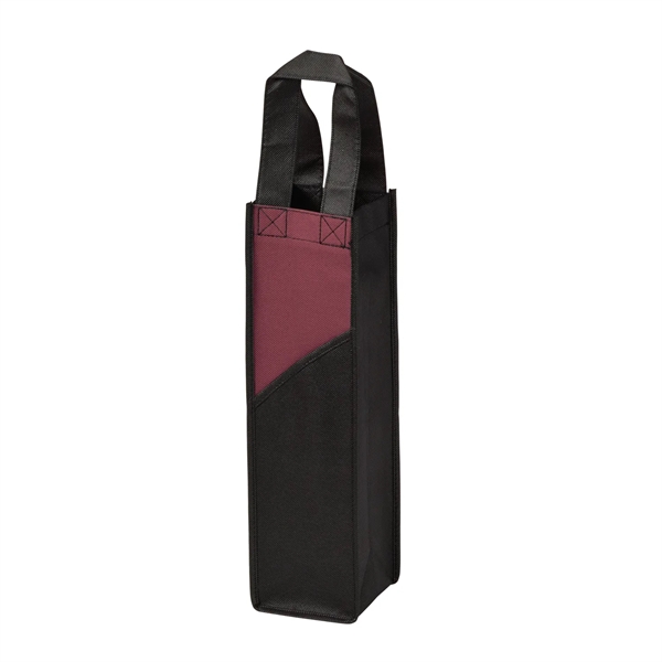Non-woven two-tone wine tote bag with a front pocket.... from ASI 52840 Evans Manufacturing