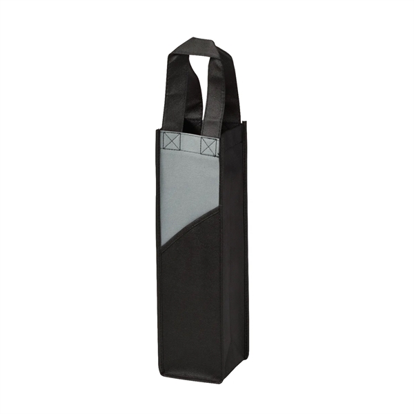 Non-woven two-tone wine tote bag with a front pocket.... from ASI 52840 Evans Manufacturing