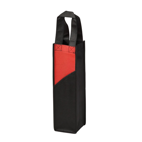 Non-woven two-tone wine tote bag with a front pocket.... from ASI 52840 Evans Manufacturing