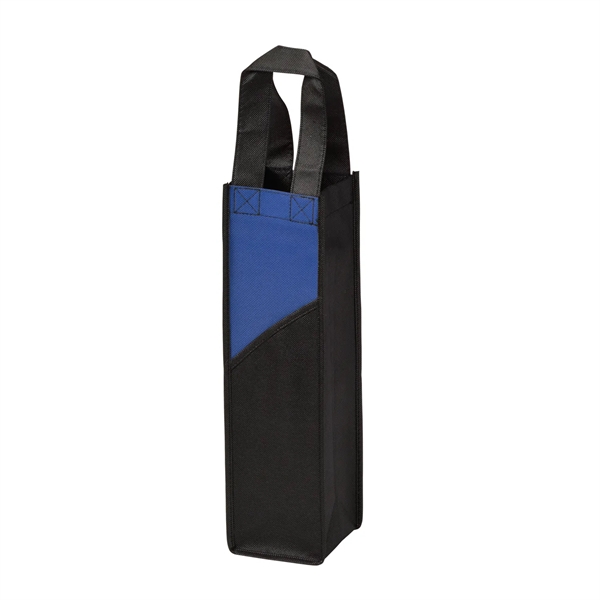 Non-woven two-tone wine tote bag with a front pocket.... from ASI 52840 Evans Manufacturing