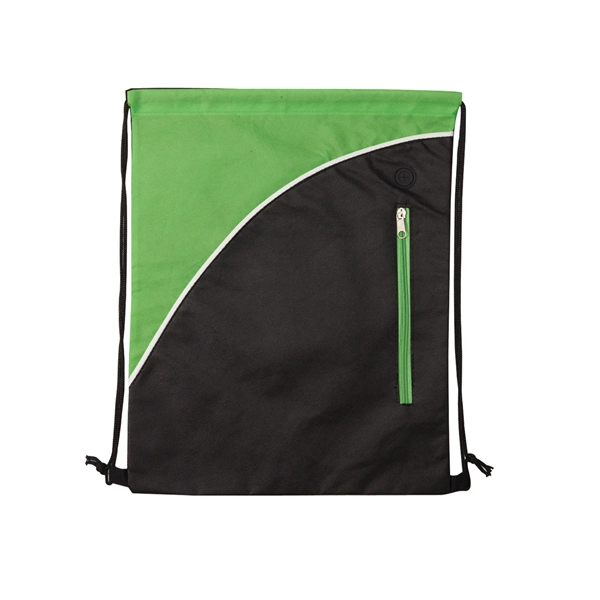 18" x 14" polypropylene non-woven drawstring backpack with zipper compartment and... from ASI 52840 Evans Manufacturing