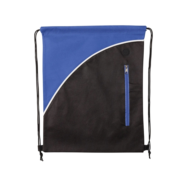 18" x 14" polypropylene non-woven drawstring backpack with zipper compartment and... from ASI 52840 Evans Manufacturing