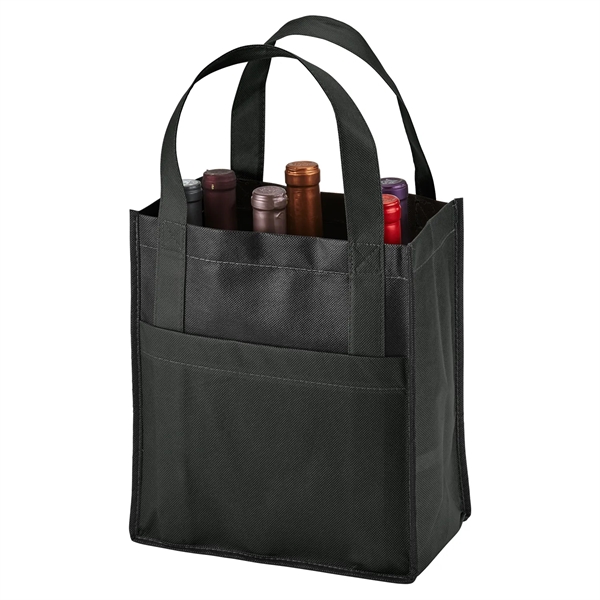 Six-bottle wine tote carrier bag with two-tone design made from 80... from ASI 52840 Evans Manufacturing