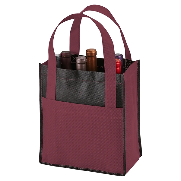 Six-bottle wine tote carrier bag with two-tone design made from 80... from ASI 52840 Evans Manufacturing