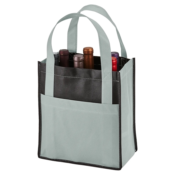 Six-bottle wine tote carrier bag with two-tone design made from 80... from ASI 52840 Evans Manufacturing