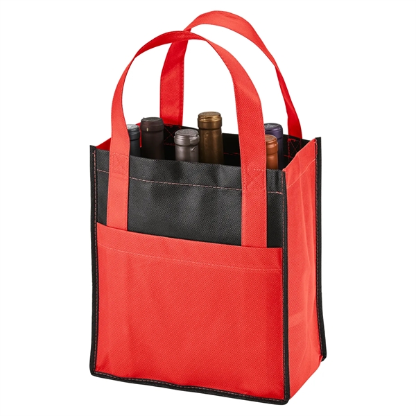 Six-bottle wine tote carrier bag with two-tone design made from 80... from ASI 52840 Evans Manufacturing