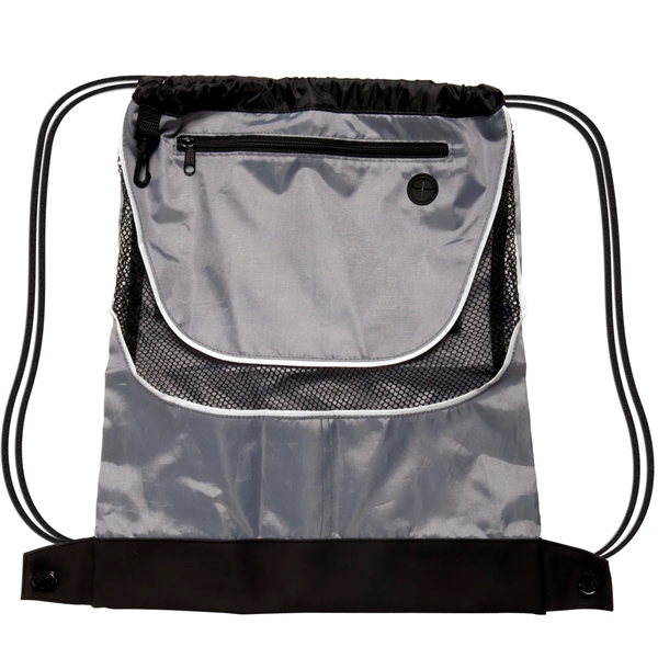 17 1/2" x 14" drawstring backpack with two-tone design, drawstring closure,... from ASI 52840 Evans Manufacturing
