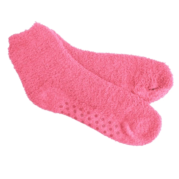 100% polyester fuzzy socks with dot-grip slip-resistant finish. One size fits... from ASI 92980 WOV-IN® / Universal Strap/Wov-In Line