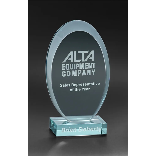 Choose this stately 7.25" H Jade Ellipse Award to recognize your... from ASI 71920 Moderne Glass Company Inc / Glass America®