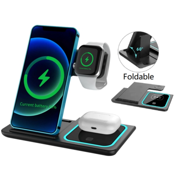 3 in 1 Foldable 15W wireless charger plus 1 color silkscreen... from ASI 37218 Athena Promo (tm)