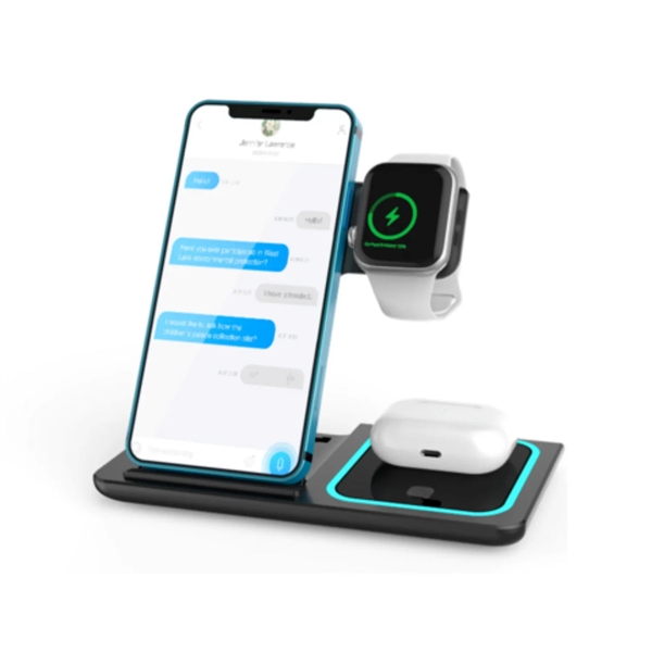 3 in 1 Foldable 15W wireless charger plus 1 color silkscreen... from ASI 37218 Athena Promo (tm)