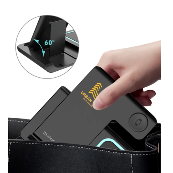 3 in 1 Foldable 15W wireless charger plus 1 color silkscreen... from ASI 37218 Athena Promo (tm)