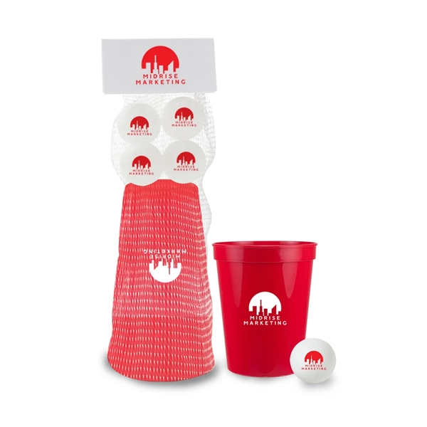 Beer pong starter kit with six 16 oz. red party cups,... from ASI 63549 Jornik Manufacturing Corp