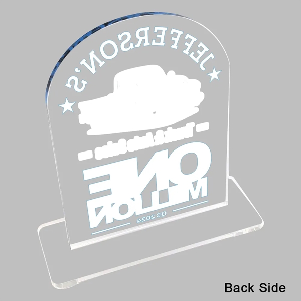 Clear acrylic desk plaque with slotted base.... from ASI 72521 Morris Magnets / Laser Cuts