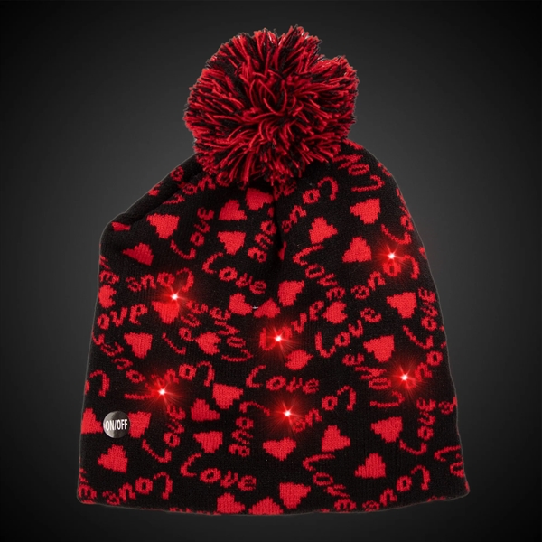Knit beanie with black and red LED hearts.... from ASI 42016 Brighter Promotions Inc