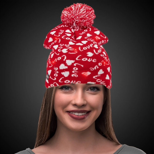 Knit beanie with red LED hearts.... from ASI 42016 Brighter Promotions Inc
