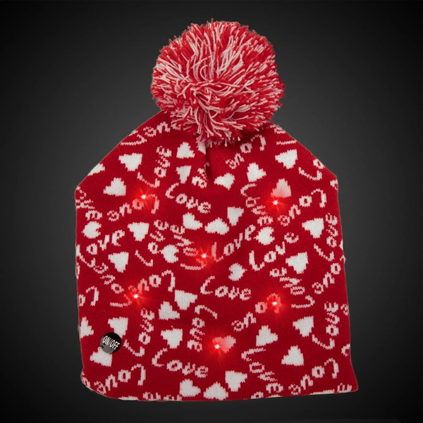 Knit beanie with red LED hearts.... from ASI 42016 Brighter Promotions Inc