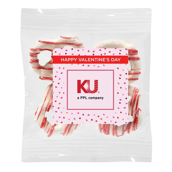Valentine snack bags with 1 oz. yogurt pretzels with red drizzle.... from ASI 71685 Midnite Snax®