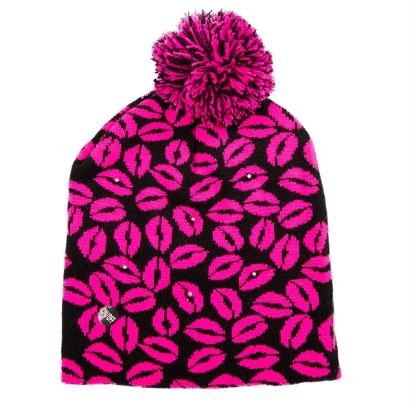 Knit beanie with black and pink LED kisses.... from ASI 42016 Brighter Promotions Inc