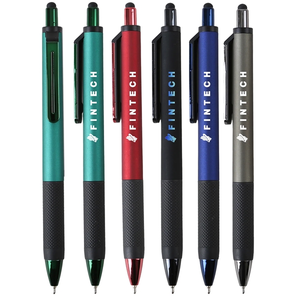 Savvy Gel Stylus Pen boasts jewel-tone barrels, metallic trim, stylus, fine... from ASI 61966 HPG / Hub Pen