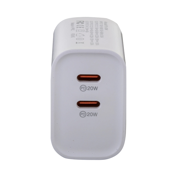 20W fast PD (Power Delivery) charger. Two USB-C PD charging ports.... from ASI 46755 Cosmo Promos