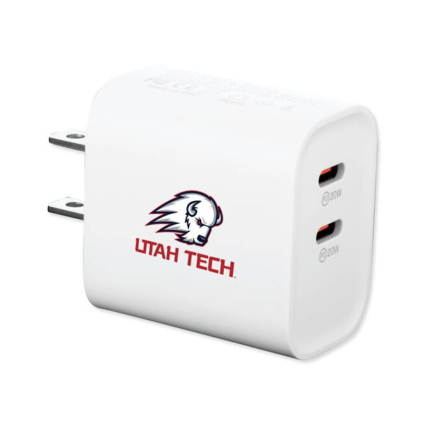 20W fast PD (Power Delivery) charger. Two USB-C PD charging ports.... from ASI 46755 Cosmo Promos