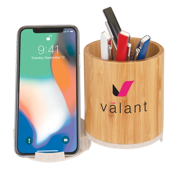 Bamboo Pen Cup w/10W Wireless Charger.... from ASI 46755 Cosmo Promos