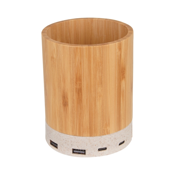 Bamboo Pen Cup w/10W Wireless Charger.... from ASI 46755 Cosmo Promos