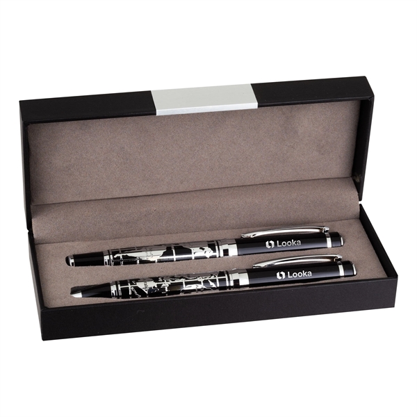 Elcano Pen Set. Elcano twist ballpoint pen. Elcano rollerball pen. Case.... from ASI 46755 Cosmo Promos