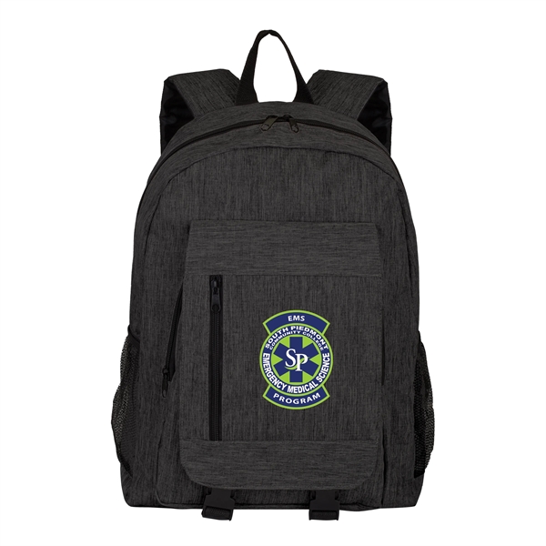 Scout Heathered Backpack. Spacious main zippered compartment.... from ASI 46755 Cosmo Promos