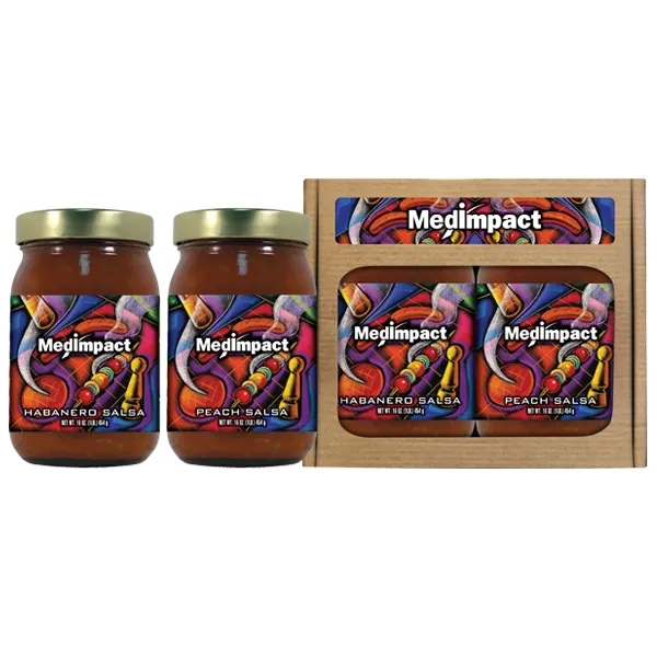 Two 16oz salsas in an attractive gift box.... from ASI 61826 Hot Sauce Harry's Inc